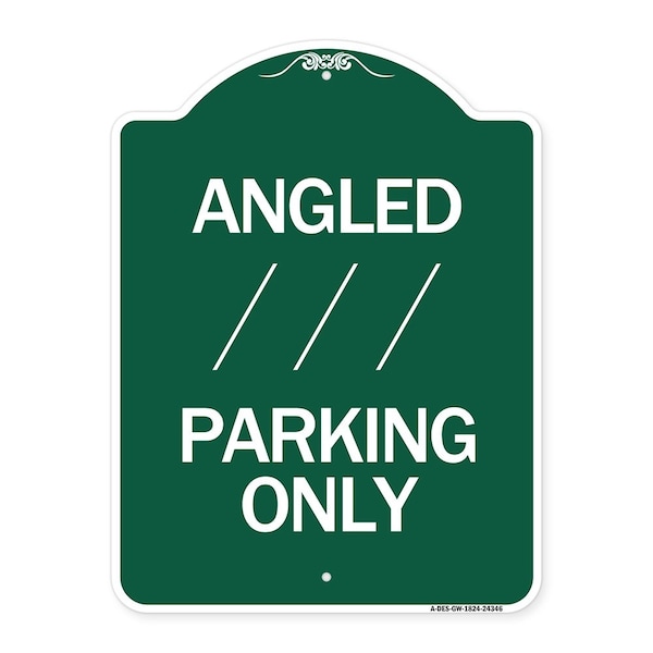 Signmission Angle Parking W/ Bidirectional Arrow 1, Green & White Aluminum Sign, 18" x 24", GW-1824-24346 A-DES-GW-1824-24346 - main